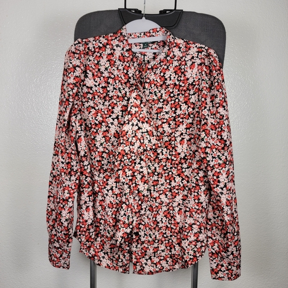Ralph Lauren Button Up Top Pink Floral Ditsy Print Long Sleeve Women's Size M - Picture 1 of 6
